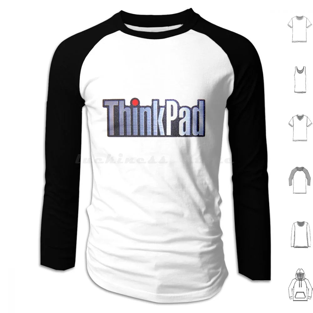Thinkpad Logo Realistic Hoodies Long Sleeve Thinkpad Think Logo Ibm Shiny Emblem Metal Realistic Laptop Pc Windows 1990
