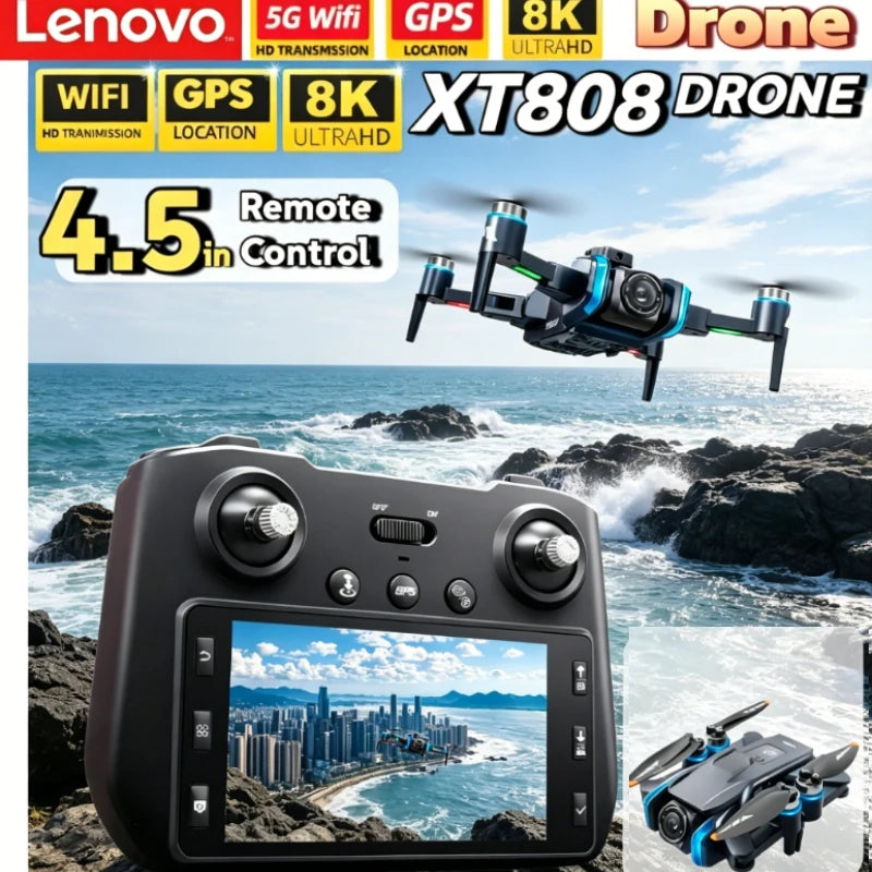 Lenovo XT808 max 8K GPS Brushless Motor Drone Professional HD Dual Camera Dron 5G WIFI FPV Foldable RC Quadcopter Helicopter