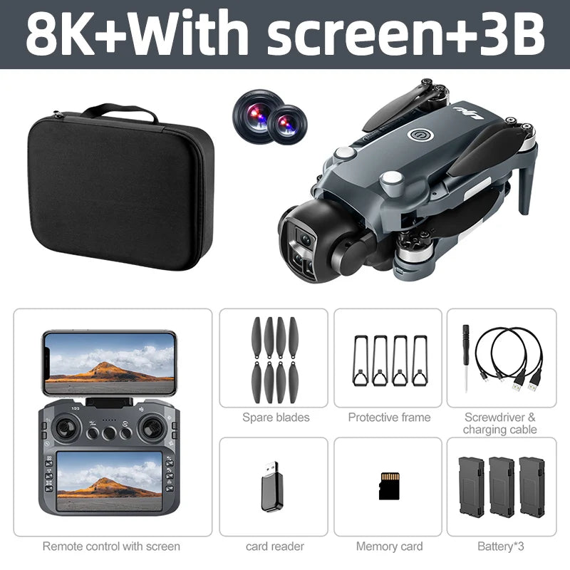 Lenovo V988 Drone 8K HD Dual Camera 4K Professional Remote control With Screen 5G WIFI Brushless Motor Foldable Quadcopter toy