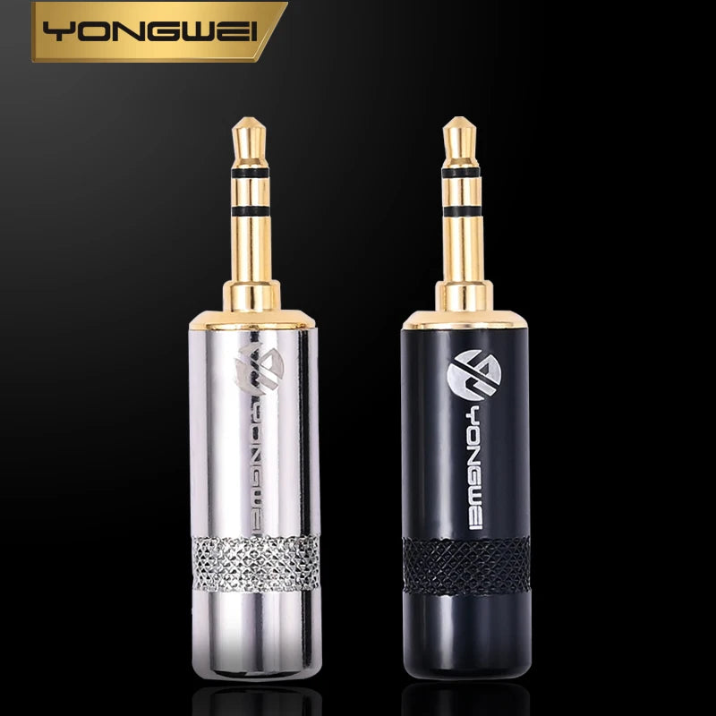 YONGWEI 3.5mm TRS gold plated audio plug 3.5 aux headphone car headset computer MP3 3-polos,  DIY welded female plug