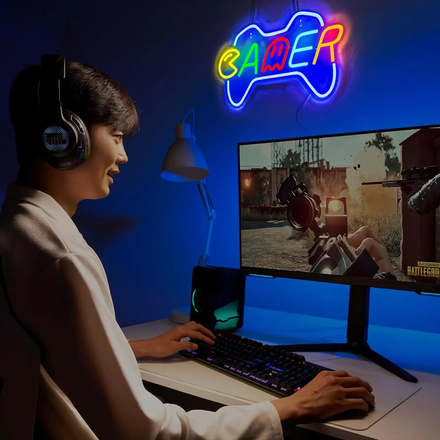 Gamer Neon Sign Game Controller Neon Light Sign LED Dimmable for Teen Boy Gaming Room Internet Bar Wall Decor for Teen Gifts