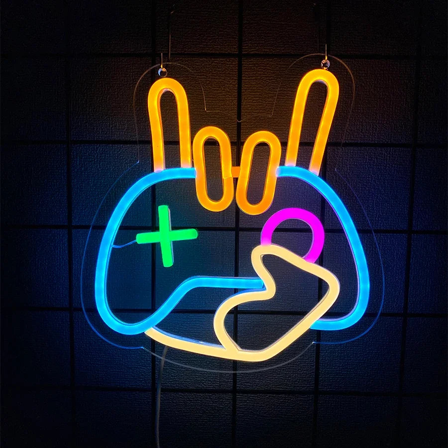 Neon Sign for Home Decor for Room Decoration Bedroom Accessories Game on LED Gamer Wall Teen Gaming Aesthetic Light Stuff Living
