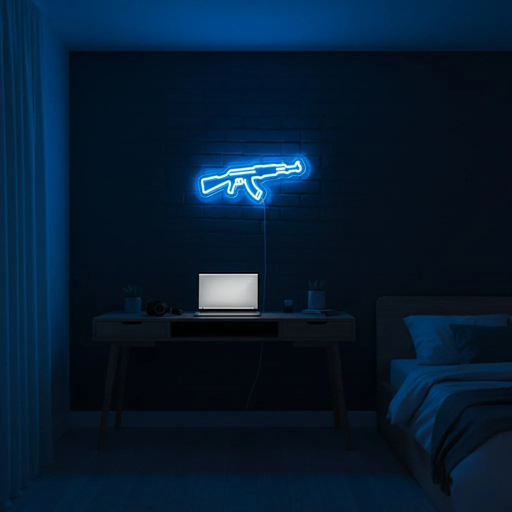 AK Shape Neon Sign - USB-Powered Wall Mounted Gaming Decor with Switch Vibrant E-Sports/Party/Game Room Lighting Wall Decoration