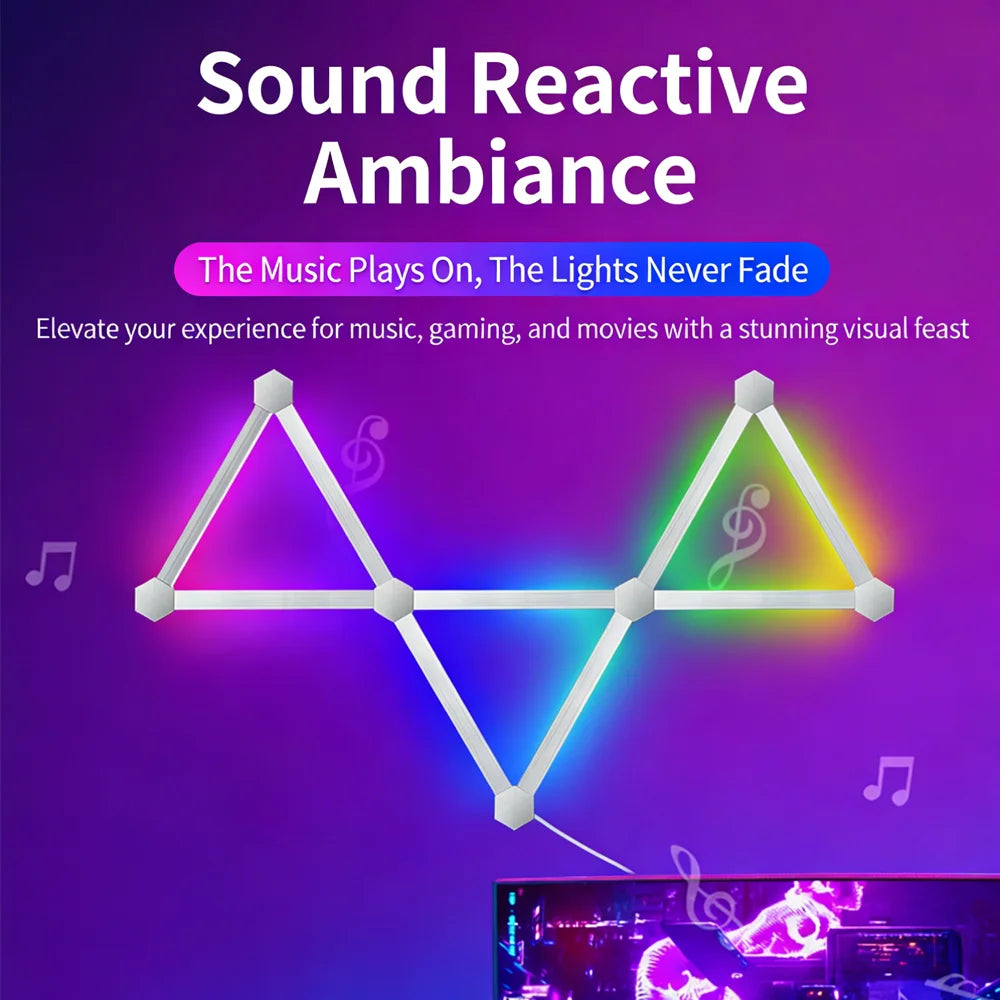 DIY 5V Smart Splicing Quantum Light RGB Creative Gaming Ambient Light Wall Decor Night Light USB Light Strip Music Rhythm Sync