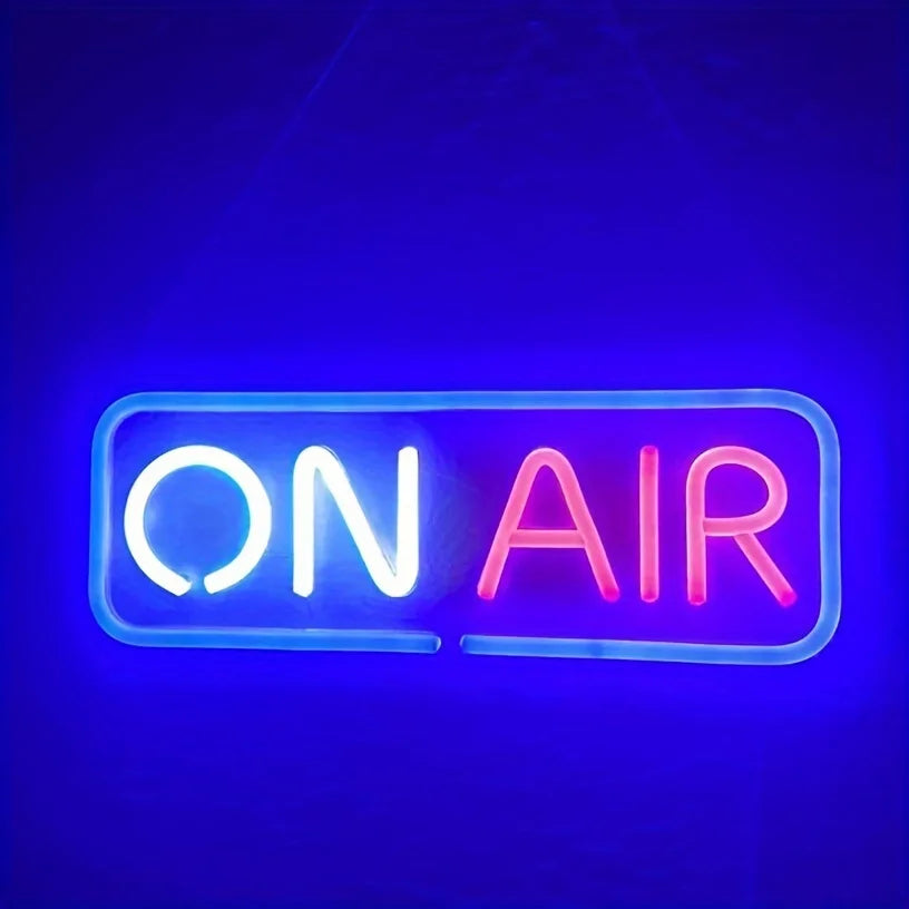 On Air Neon Sign USB Dimmable LED Wall Neon Light Red Glow for Music Studio Podcast Room Streaming Setup Live Broadcast Decor