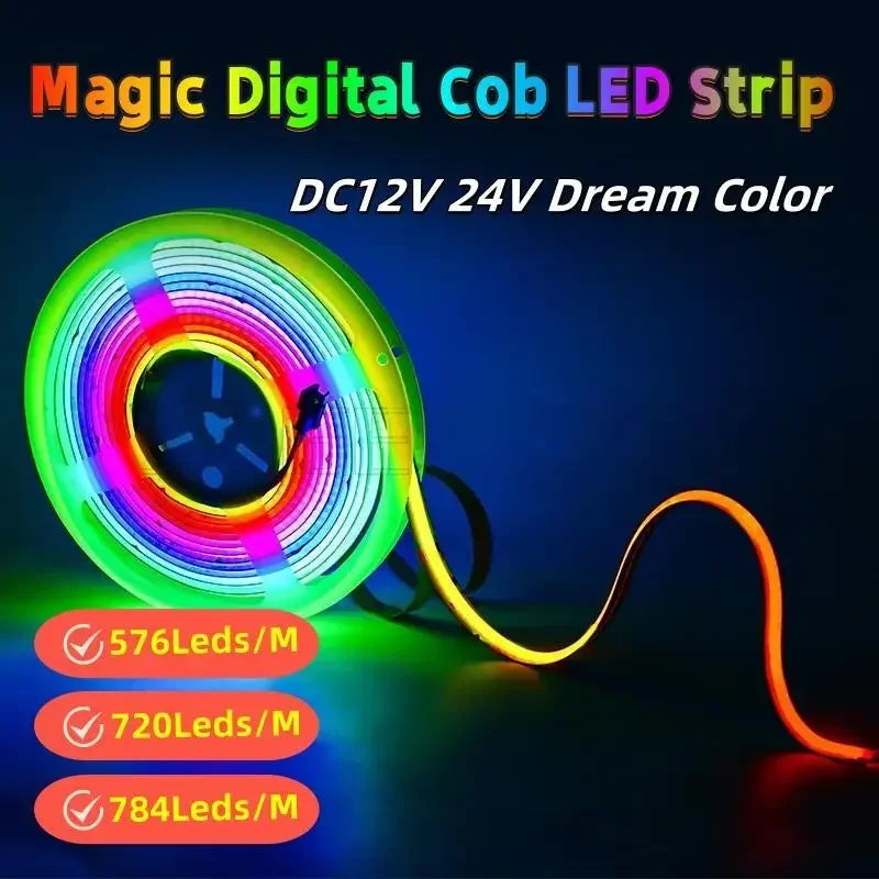 RGB Gaming Lights Strip DC12V 24V 576 720 784Leds/M TV Backlight COB LED Atmosphere Screen for KTV Bar Decor Game room Party 5M