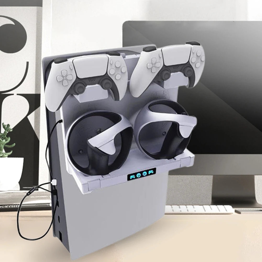 Game Controller Charger Station Storage Earphones Bracket Controller Charging Cradle With Display Light for PS VR2