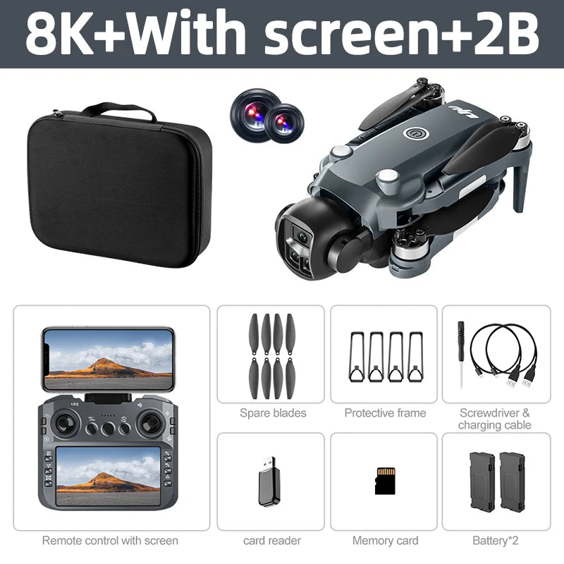 Lenovo V988 Drone 8K HD Dual Camera 4K Professional Remote control With Screen 5G WIFI Brushless Motor Foldable Quadcopter toy