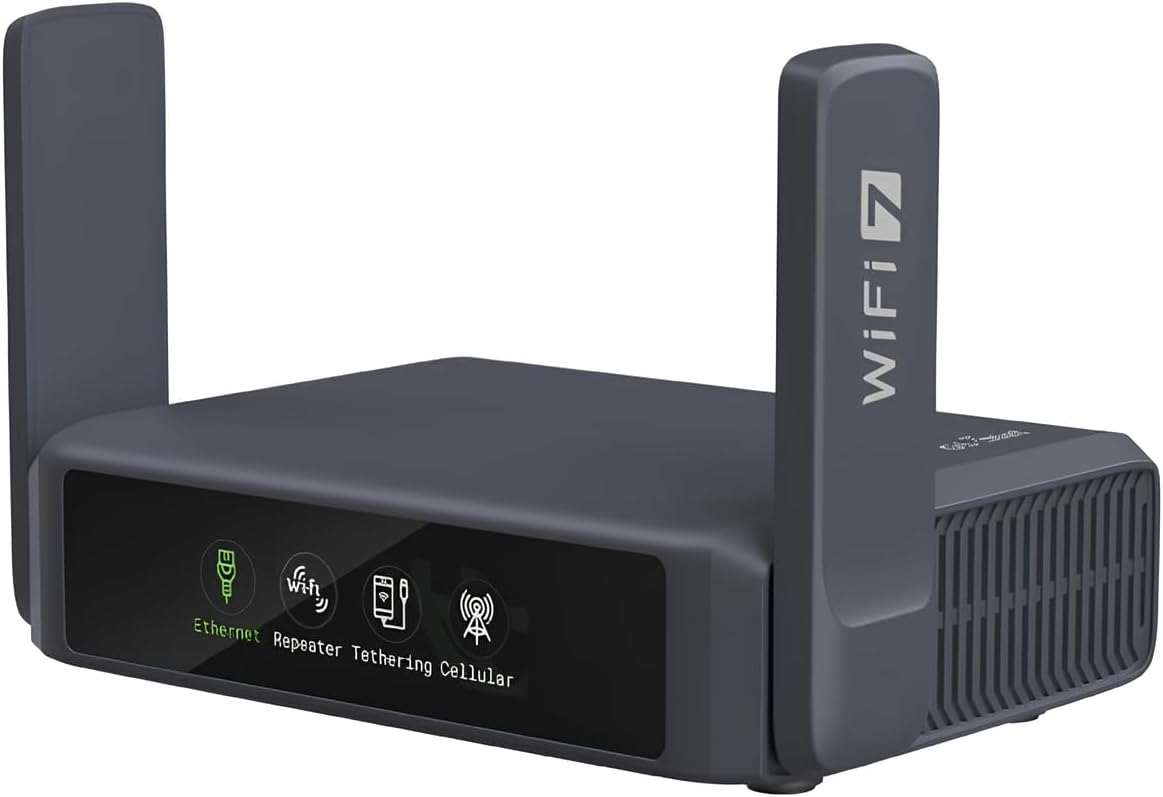 GL.iNet GL-BE3600 (Slate 7) Portable Travel Router, Pocket Dual-Band Wi-Fi 7, 2.5G Router, Portable VPN Routers WiFi for Travel, Public Computer Routers, Business Trip, Mobile/RV/Cruise/Plane