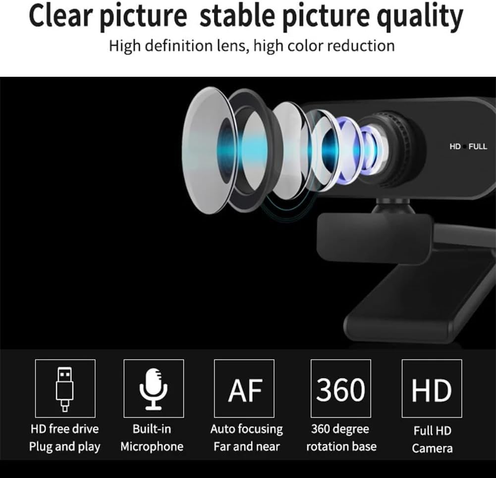 FAZE1 USB HD 1080P/2K Webcam Autofocus with Microphone Computer Webcam PC Webcam for PC/Laptop Conferences and Video Calls