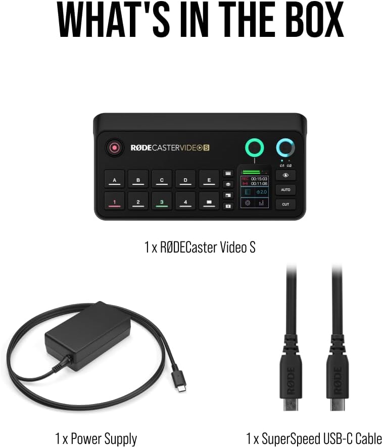 RØDE RØDECaster Video S – Podcast Video Switcher and Audio Interface – Multi-Camera, 4 x Video Inputs (HDMI and USB), 1080p60, Multi-Source Scenes