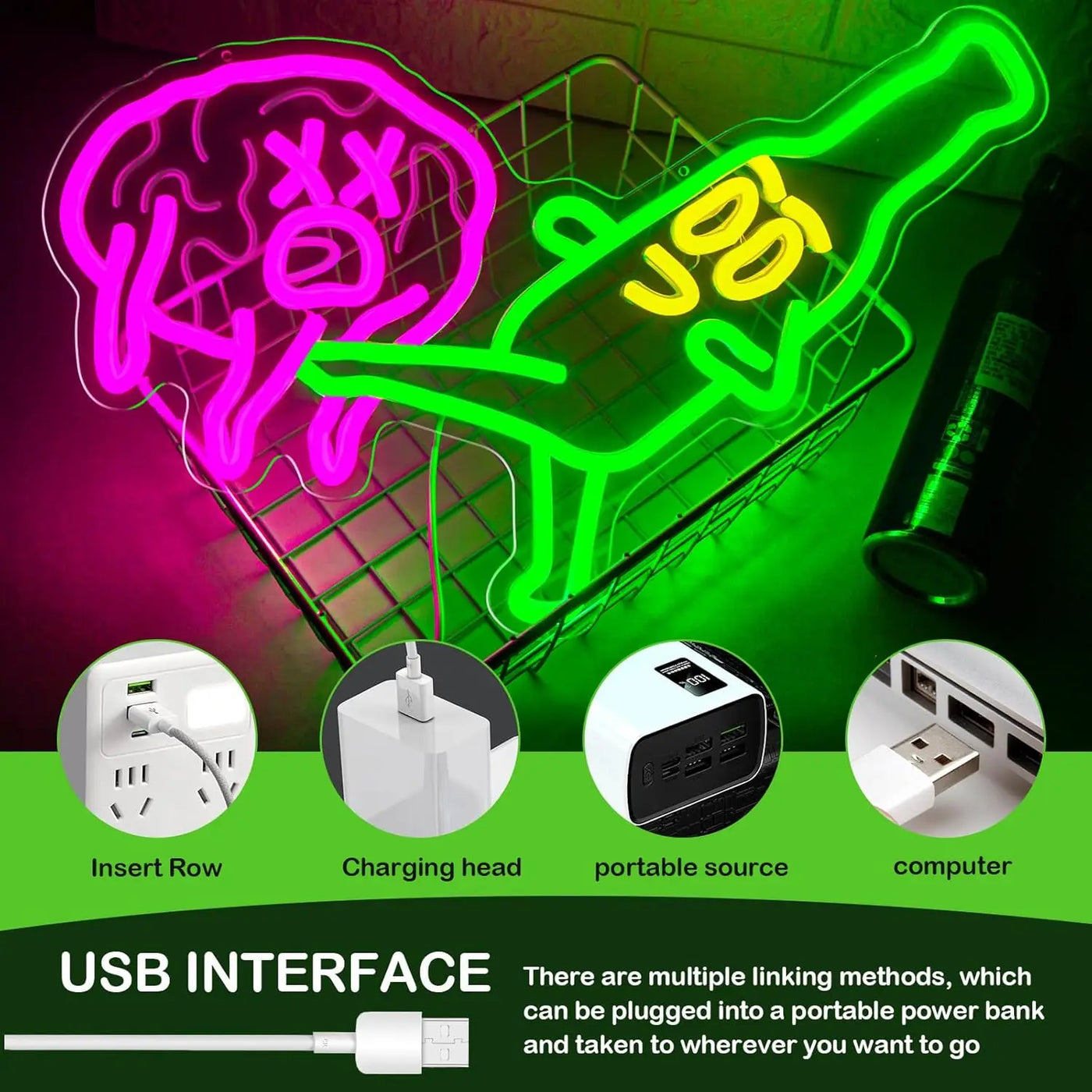 Beer Neon Sign USB Funny Led Light for Restaurant Bar Bistro Party Gaming Room Bedroom Decoration Birthday Gift Neon Light