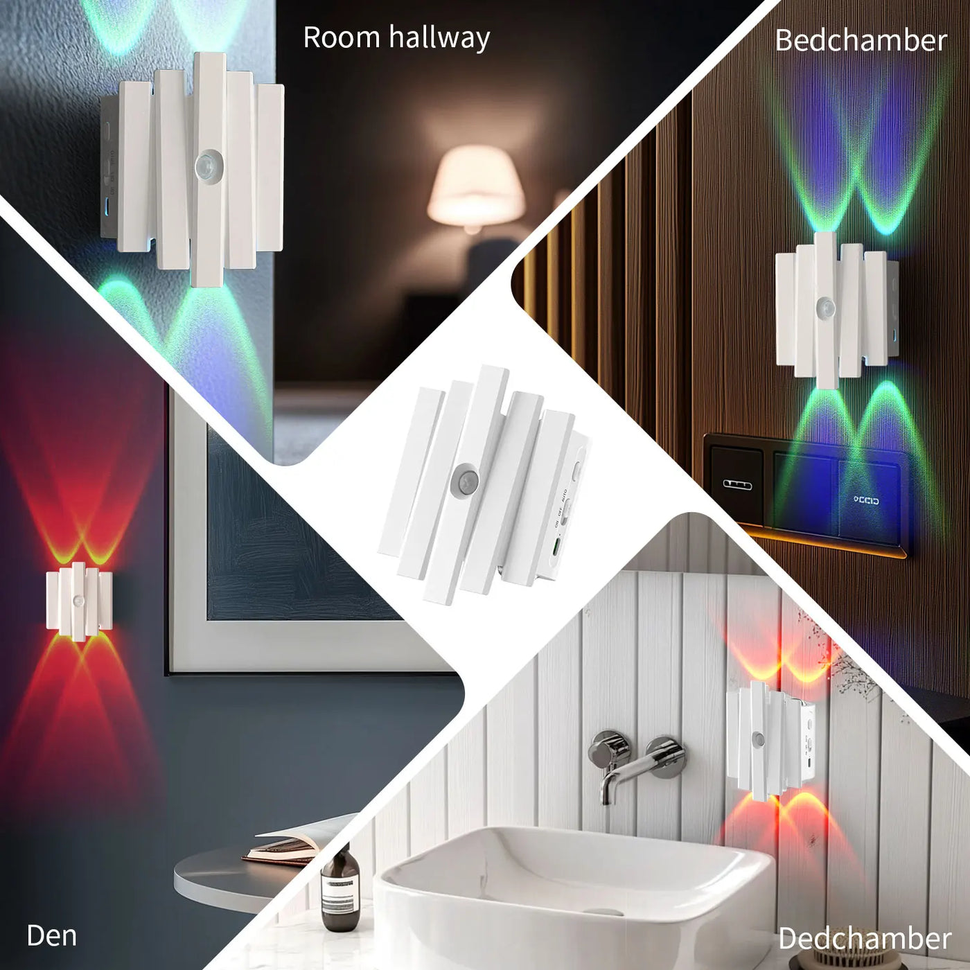 4 Heads LED Night Light with Motion Sensor RGB Gradient Wall Lamp Rechargeable Ambient Light Dimmable Magnetic Indoor Lights