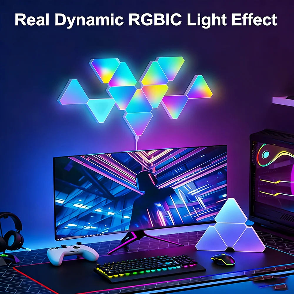 Smart Triangle Night Light For Wall Gaming Room Lights Decor WIFI LED Wall Light Music Sync For Gaming Setup