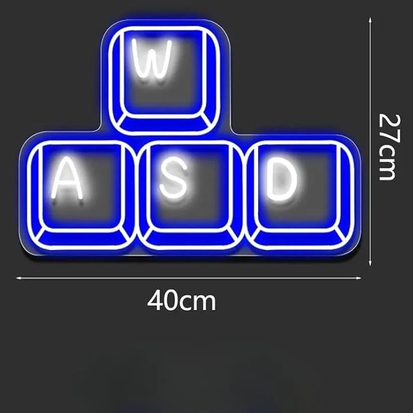 WASD Keyboard Keys USB Neon Sign Dimmable LED Neon Light for Gamer Bedroom Game Room Man Cave PC Desk Decor Teen Birthday Gifts