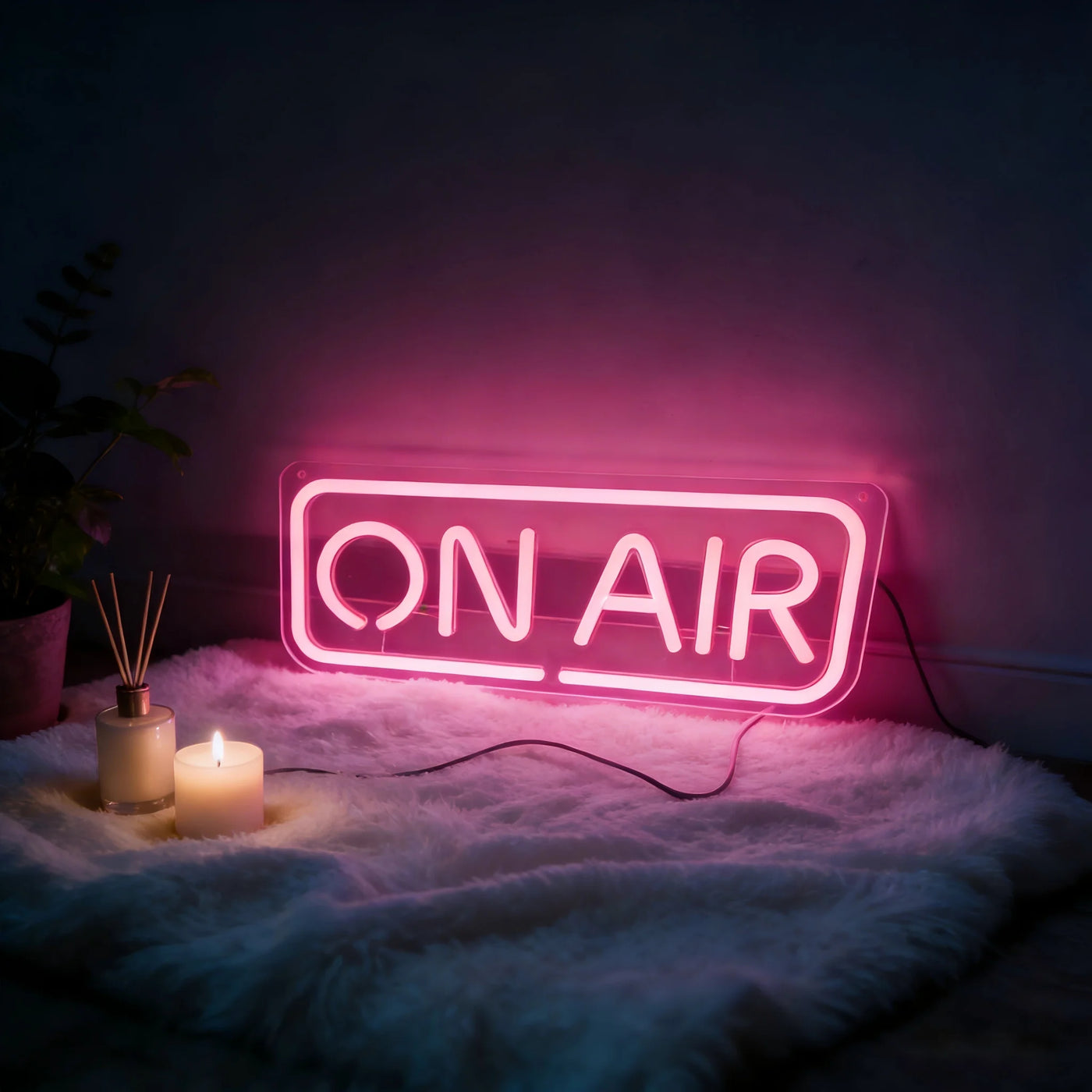 On Air Neon Sign USB Dimmable LED Wall Neon Light Red Glow for Music Studio Podcast Room Streaming Setup Live Broadcast Decor