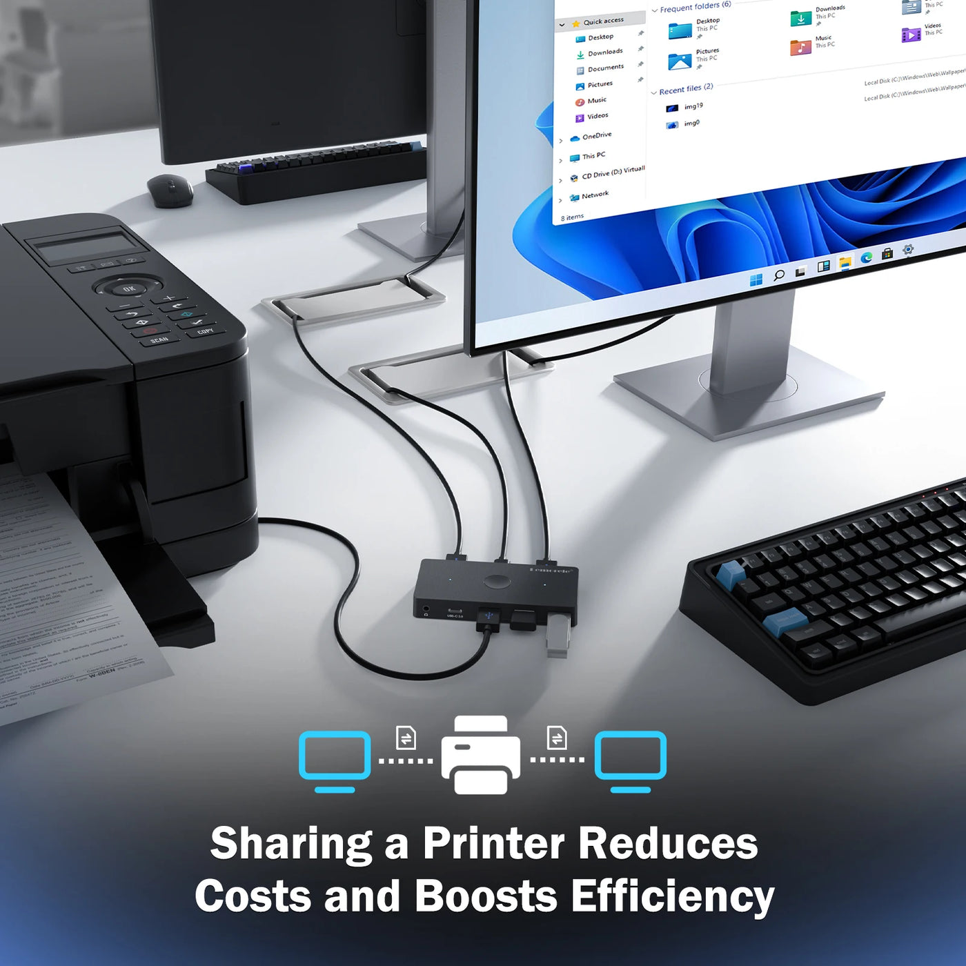 Lemorele USB Switch Adapter USB 3.0 Switcher 2 In put 5 Output USB Switch Printer Sharer For Laptop Computer Keyboard Switcher