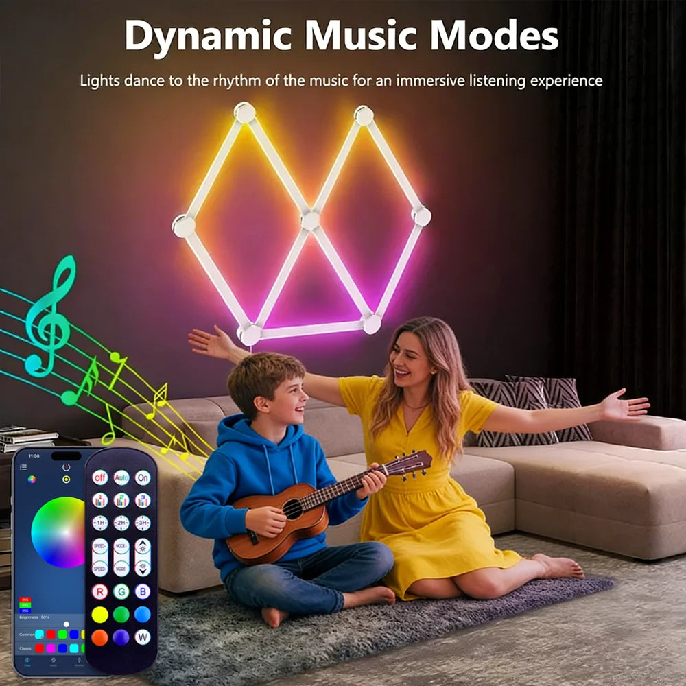 DIY 5V Smart Splicing Quantum Light RGB Creative Gaming Ambient Light Wall Decor Night Light USB Light Strip Music Rhythm Sync