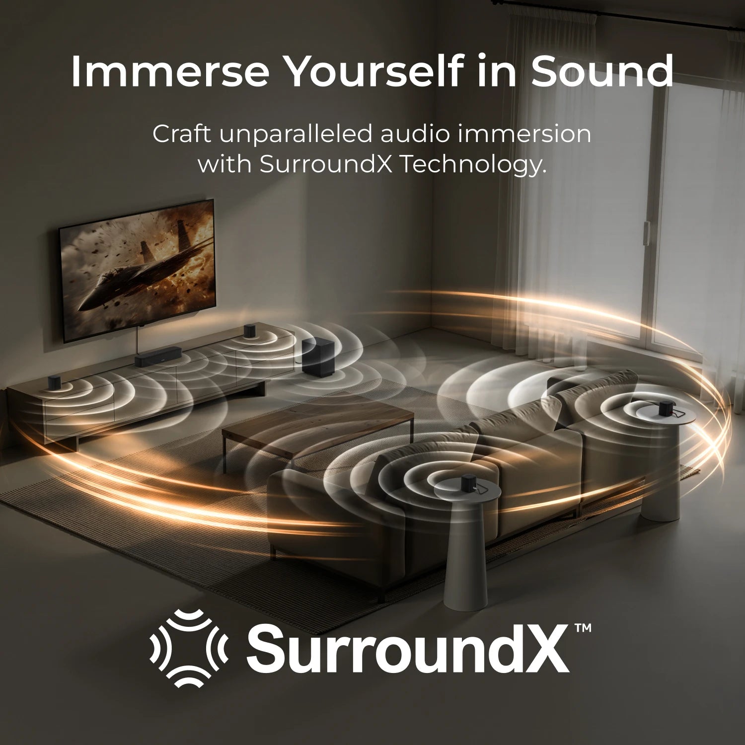 ULTIMEA 7.1 Virtual Surround Soundbar, 3-Channel Main Soundbar with Rear Speakers, Enhanced Bass, Adjustable Surround & Vocal