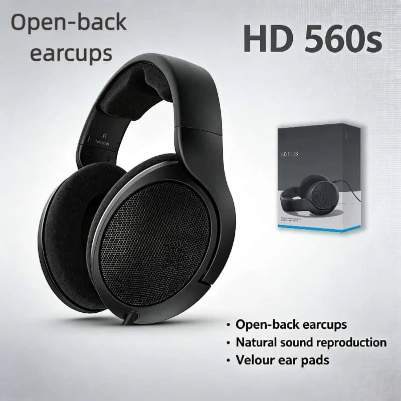 HD 560S Over Ear Headphones Open Back Design Neutral Frequency Response Sound Field Original Detachable Cable 3m Wired