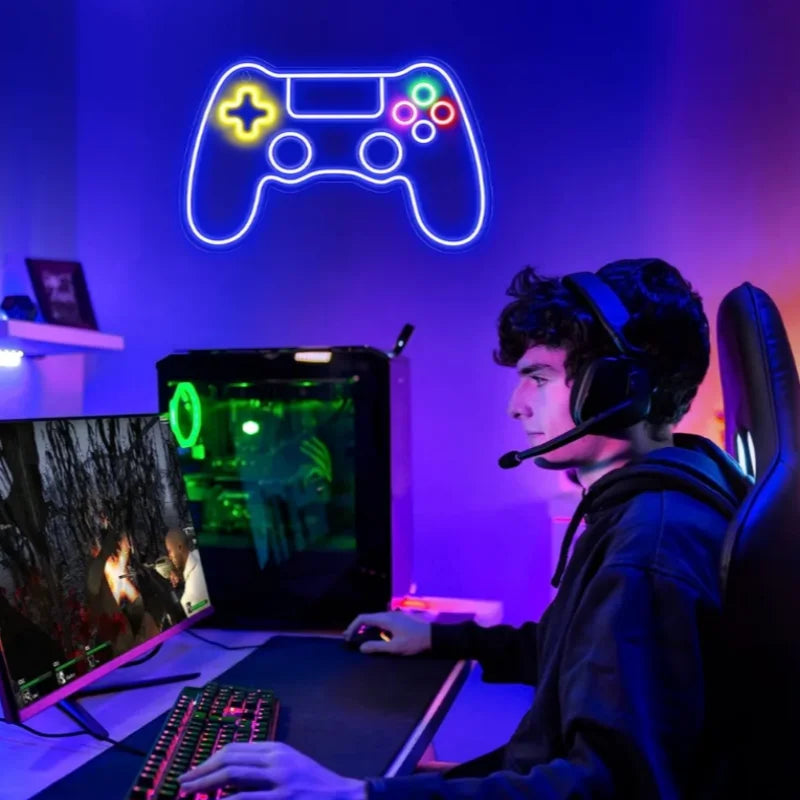 Game Neon Sign Gamepad Controller Neon Signs Gaming Wall Lights Decor for Game Room Lights Children Room Party Decoration lamp