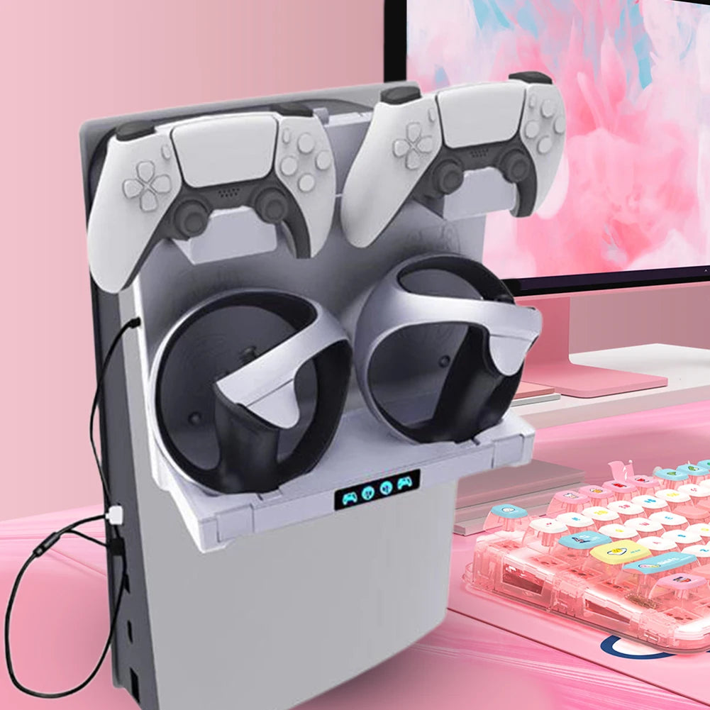 Game Controller Charger Station Storage Earphones Bracket Controller Charging Cradle With Display Light for PS VR2
