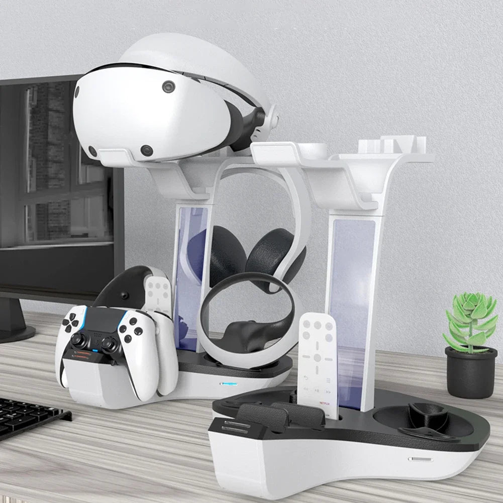 Charging Dock for PS5 PS VR2 Headset Stand Controller Charger Station LED Indicator Light Storage Helmet Earphones Bracket