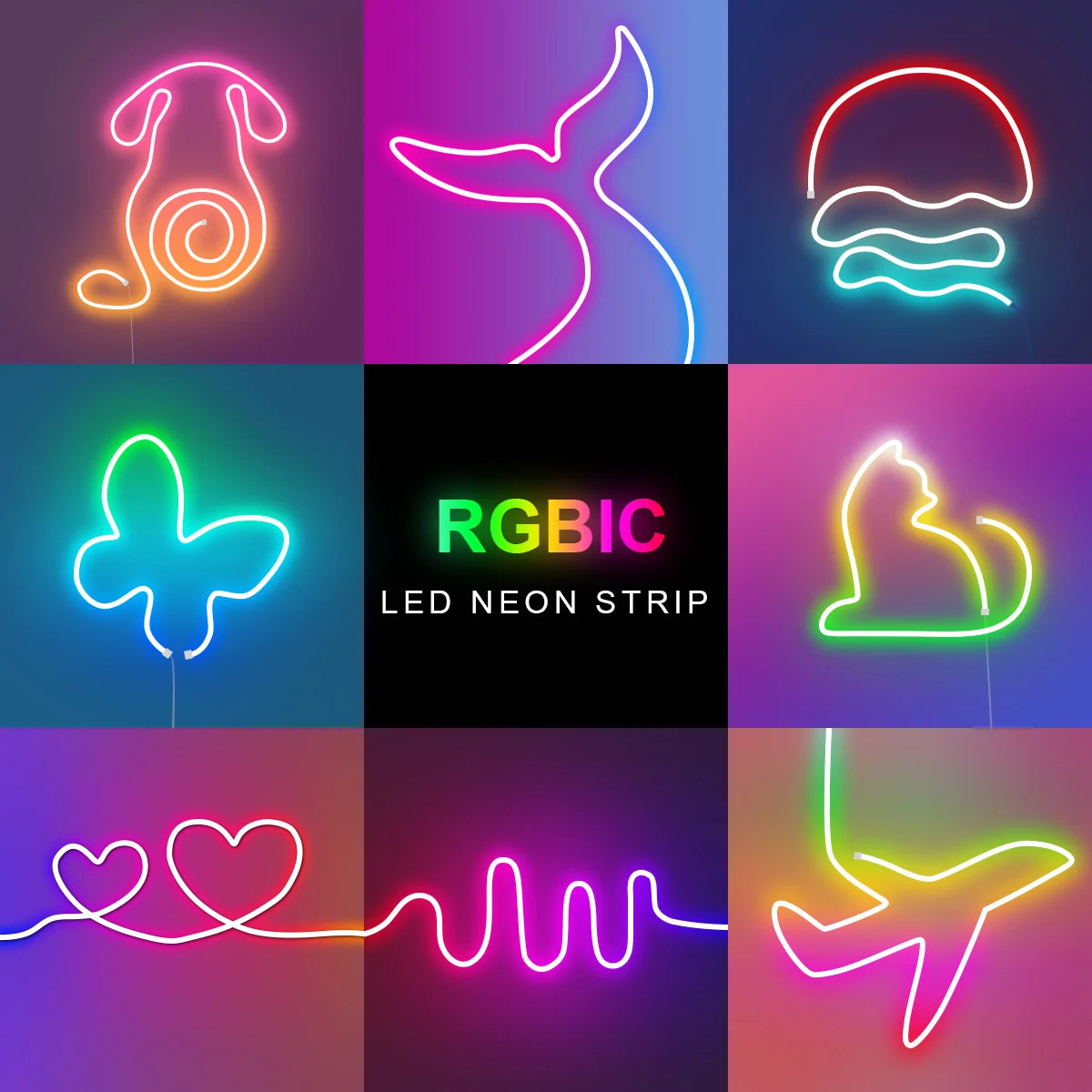 USB LED 5V RGBIC Neon Strip Lights Dream Color Waterproof Ribbon Tape Neon Sign Bluetooth Remote Control For Gaming Room Decor