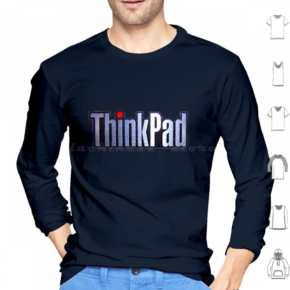 Thinkpad Logo Realistic Hoodies Long Sleeve Thinkpad Think Logo Ibm Shiny Emblem Metal Realistic Laptop Pc Windows 1990