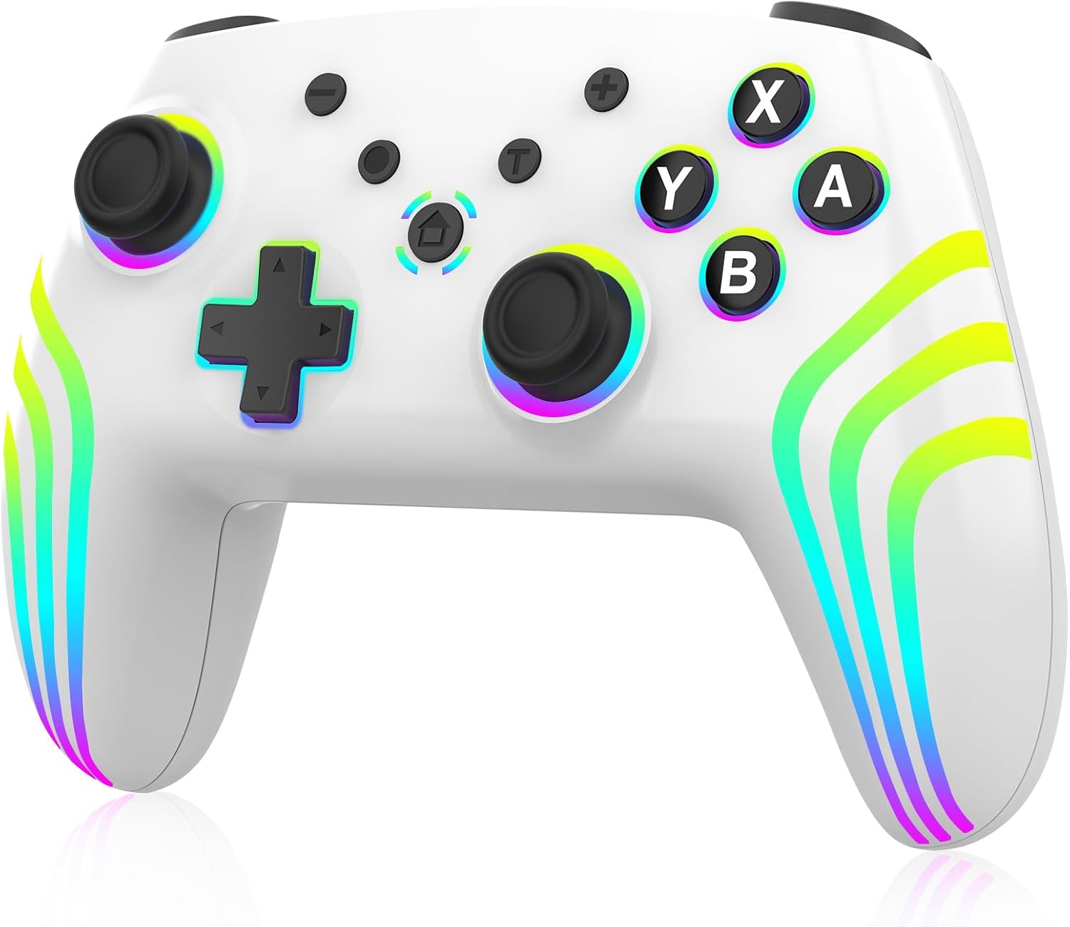 MYSTILUCK Wireless Pro Controller for Switch/Switch 2/Lite/OLED/PC, Gamepad with 7 Color Changing RGB Lighting/Hall Effect Trigger/Dual Vibration/Turbo, Ergonomic Designed Precise Joystick