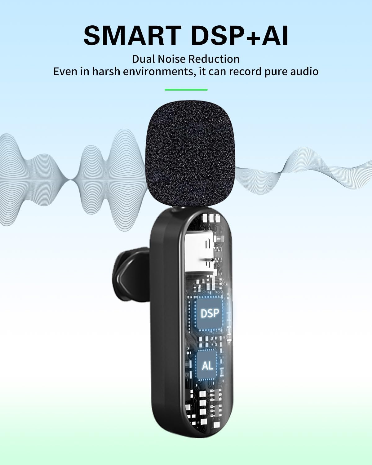 3-in-1 Wireless Lavalier Microphone for iPhone, Android, Cameras - Mini Microphone with Digital Display & Noise Reduction, 20H Battery Life, Mic for Video Recording, TikTok, YouTube, Vlogging