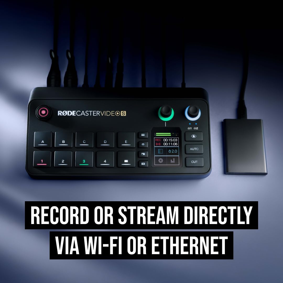 RØDE RØDECaster Video S – Podcast Video Switcher and Audio Interface – Multi-Camera, 4 x Video Inputs (HDMI and USB), 1080p60, Multi-Source Scenes