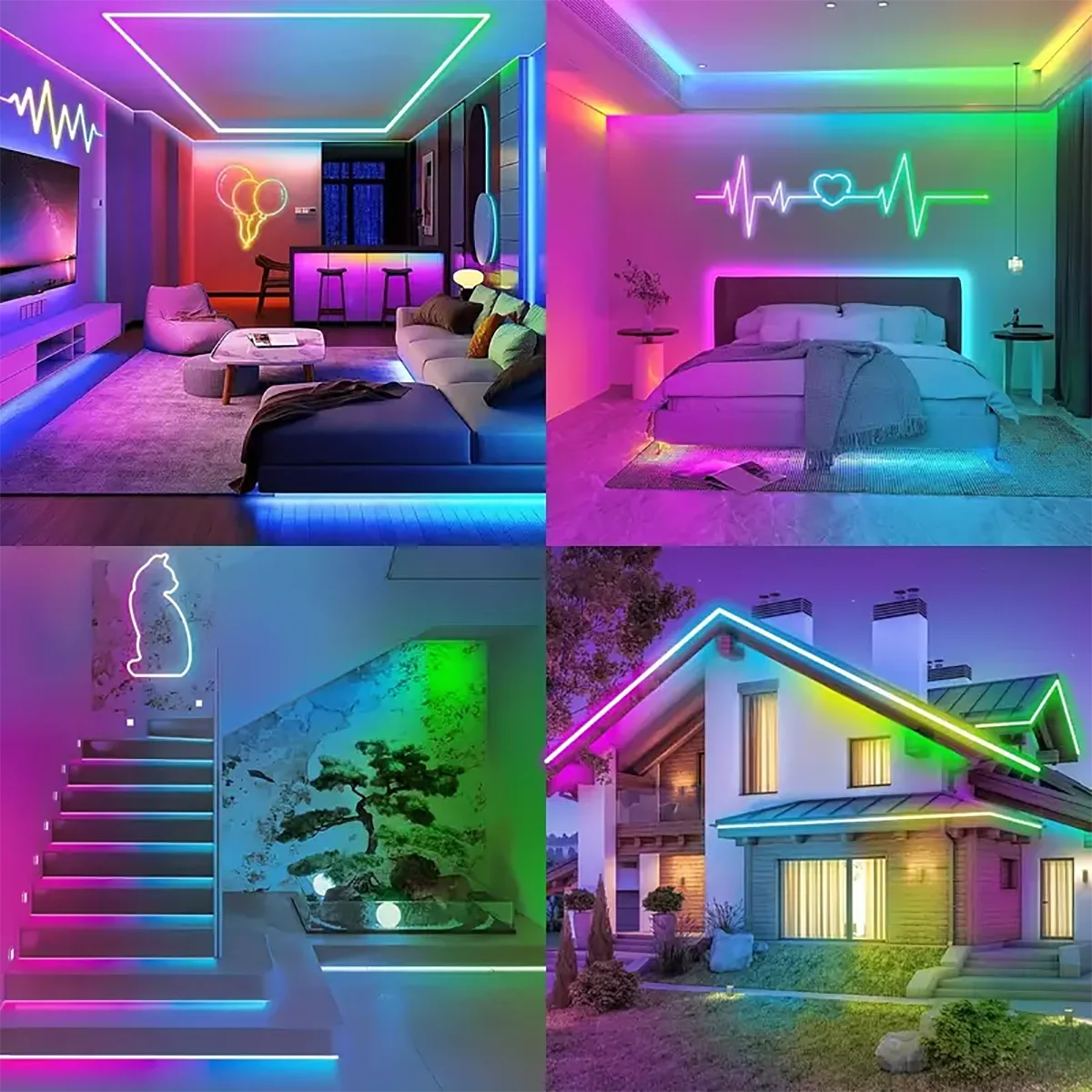 RGBIC LED Neon Strip Lights USB-Powered With Remote Control DIY Smart Neon Flex LED Lights for Bedroom Gaming Room Decoration