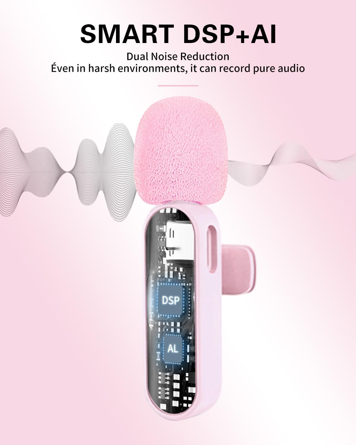 3-in-1 Wireless Lavalier Microphone for iPhone, Android, Cameras - Mini Microphone with Digital Display & Noise Reduction, 20H Battery Life, Mic for Video Recording, TikTok, YouTube, Vlogging