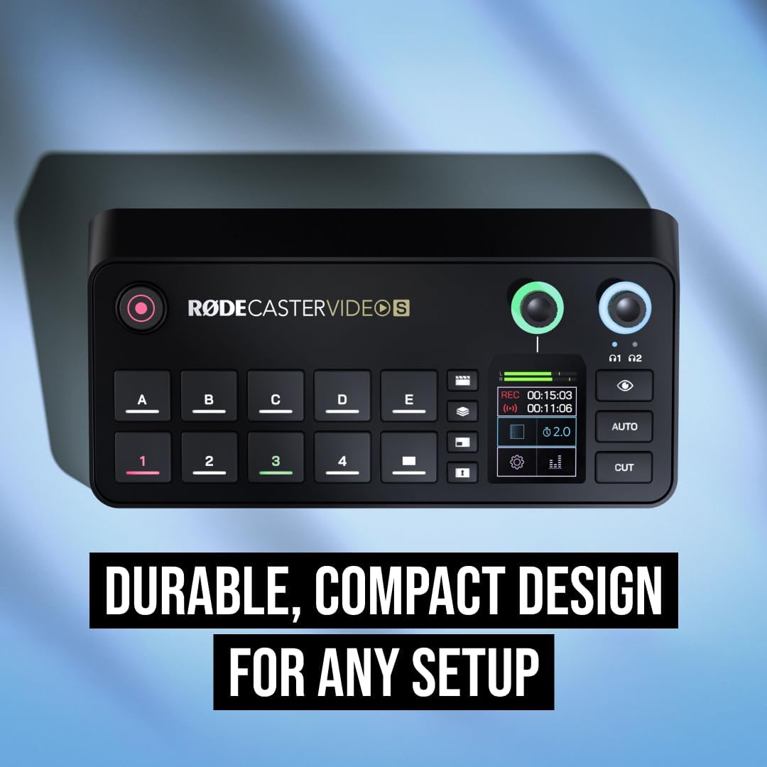 RØDE RØDECaster Video S – Podcast Video Switcher and Audio Interface – Multi-Camera, 4 x Video Inputs (HDMI and USB), 1080p60, Multi-Source Scenes