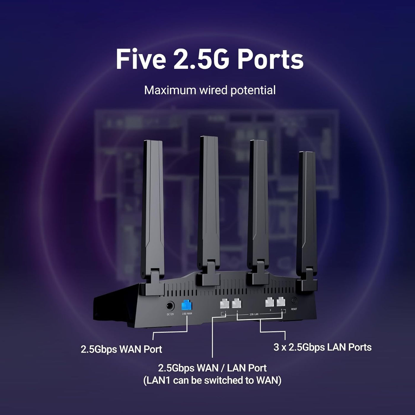 GL.iNet GL-BE9300 (Flint 3) Tri-Band WiFi 7 Router, High-Speed 6GHz Gaming WiFi Router for Wireless Internet, Long Range, 5 x 2.5G VPN Routers for Fiber Optic Modem, Computer Routers, Home & Business
