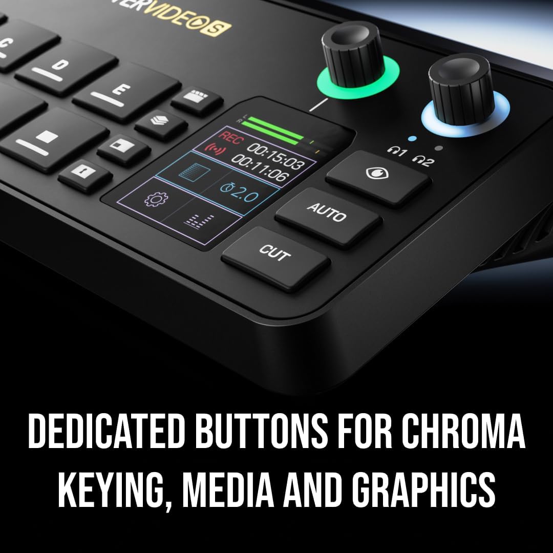 RØDE RØDECaster Video S – Podcast Video Switcher and Audio Interface – Multi-Camera, 4 x Video Inputs (HDMI and USB), 1080p60, Multi-Source Scenes