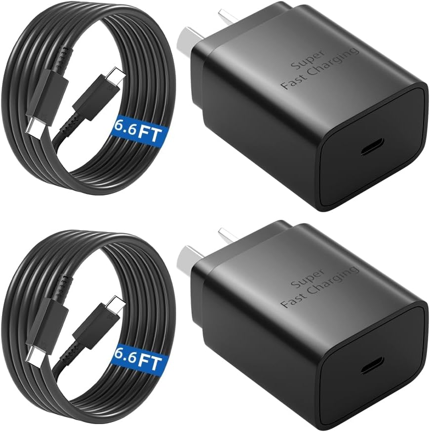 2 Pack 45W USB C Fast Charger for Samsung Fast Charger Compatible with Samsung S24 Ultra/S23/S22/S21 USB C Charger with 6FT/1.8M USB C Cable Type C Fast Charging S20/Note 20/10/Tab S9/S8/S7