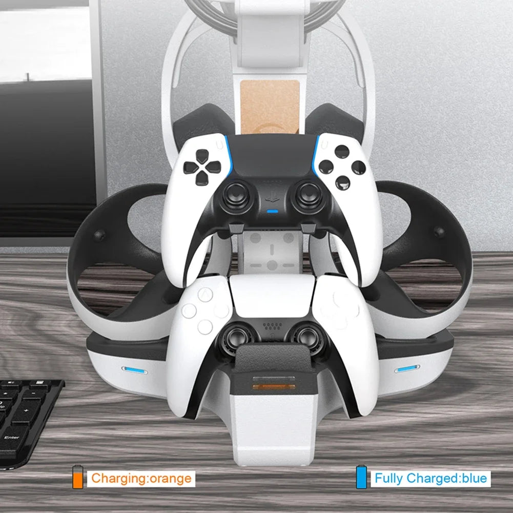 Charging Dock for PS5 PS VR2 Headset Stand Controller Charger Station LED Indicator Light Storage Helmet Earphones Bracket
