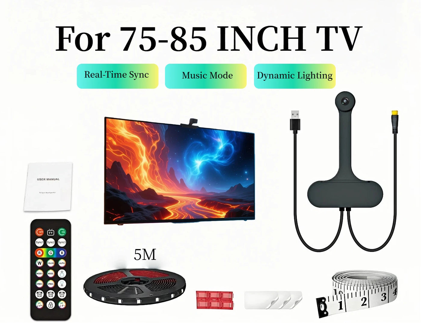 WACUAAO AI LED TV Backlight with Camera, Screen Color Sync, Music Mode for TV 40-85 Inch, Home Cinema Gaming Ambiance Lighting