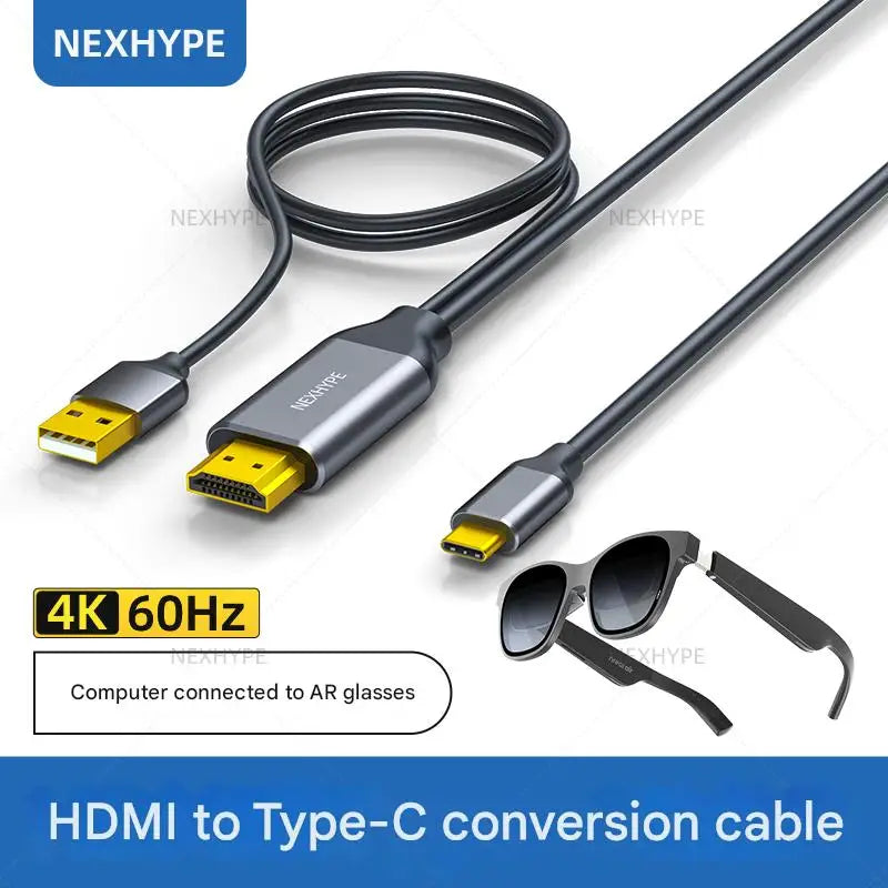 HDMI To Type-C Cable 2m Suitable AR Smart Glasses Computer Connection H to C Cable For PS5 Xreal Rayneo air Rokid HDMI Link
