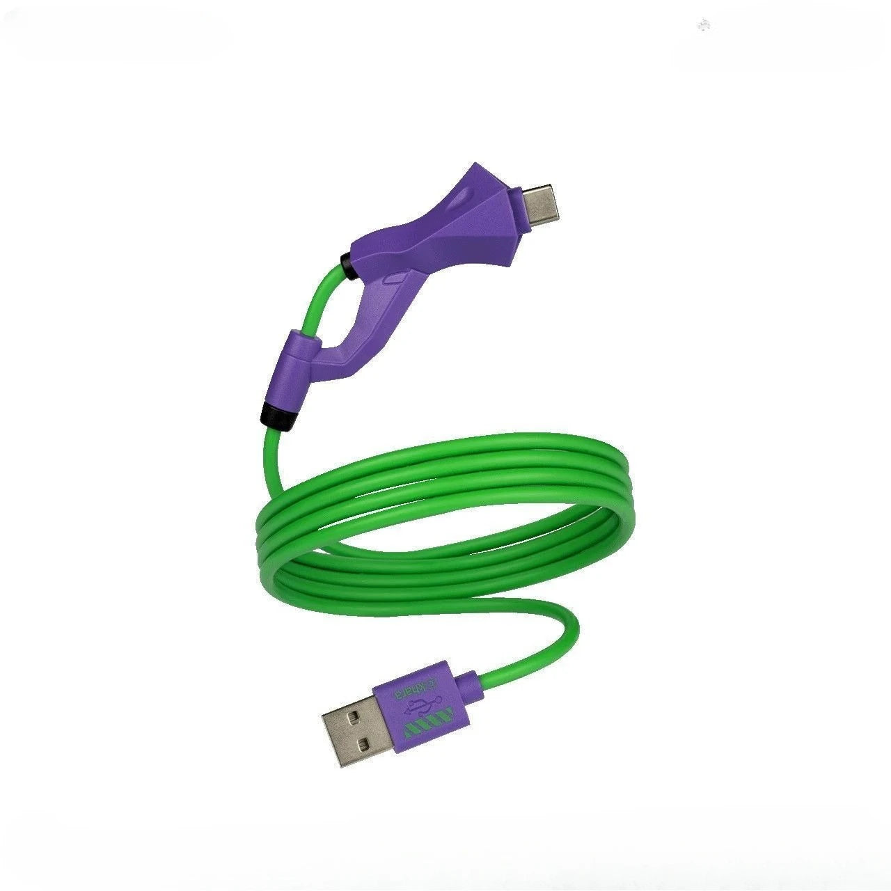 EVA 01 Themed Fast Charging USB-C Cable 1M Green Purple Data Sync Cord 3A Quick Charge for IPhone 16/17 Android Gaming Devices