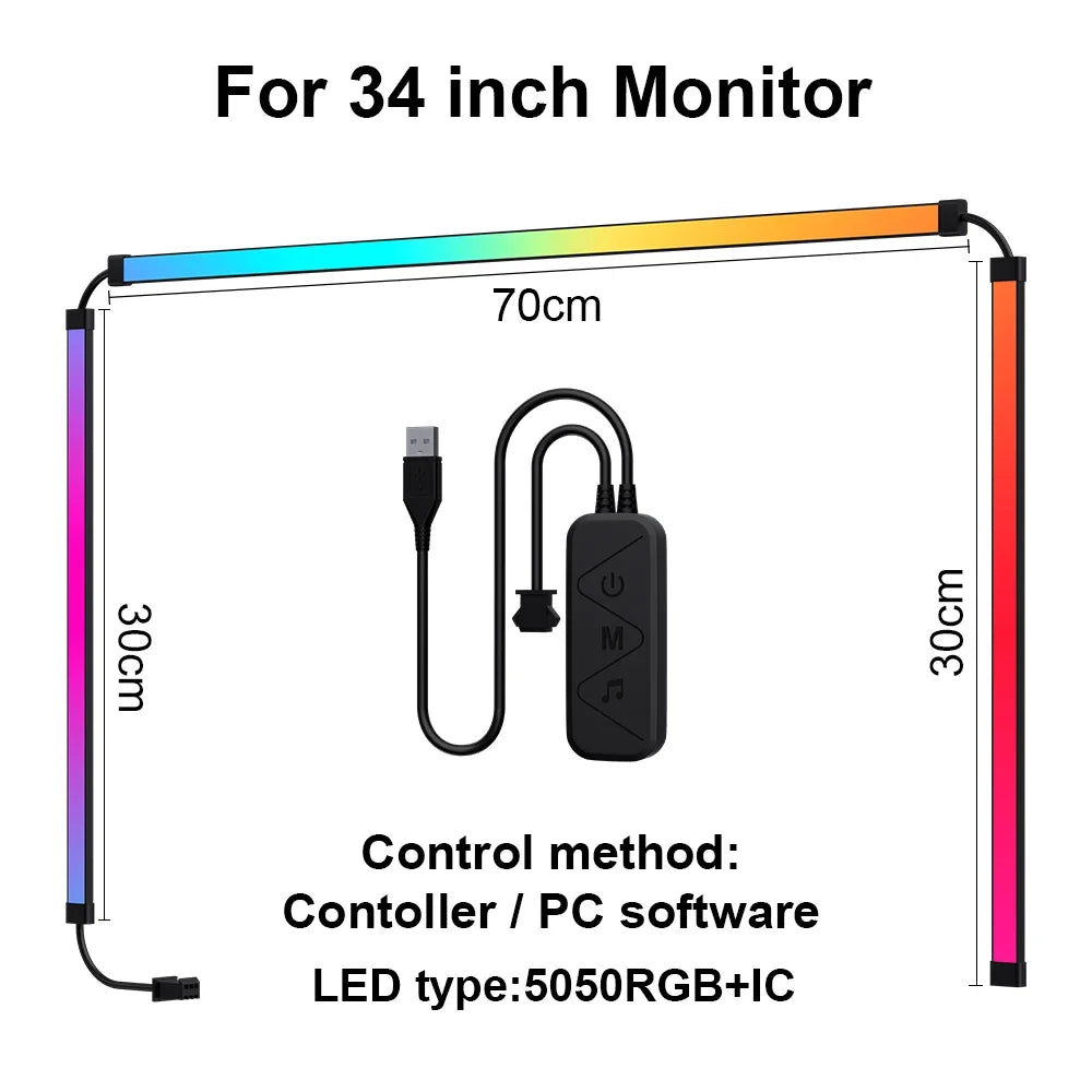 Gaming Lights Strip Monitor Backlight RGB Color Sync Light Strip Smart Ambient TV Control Computer Atmosphere Screen DIY Decor