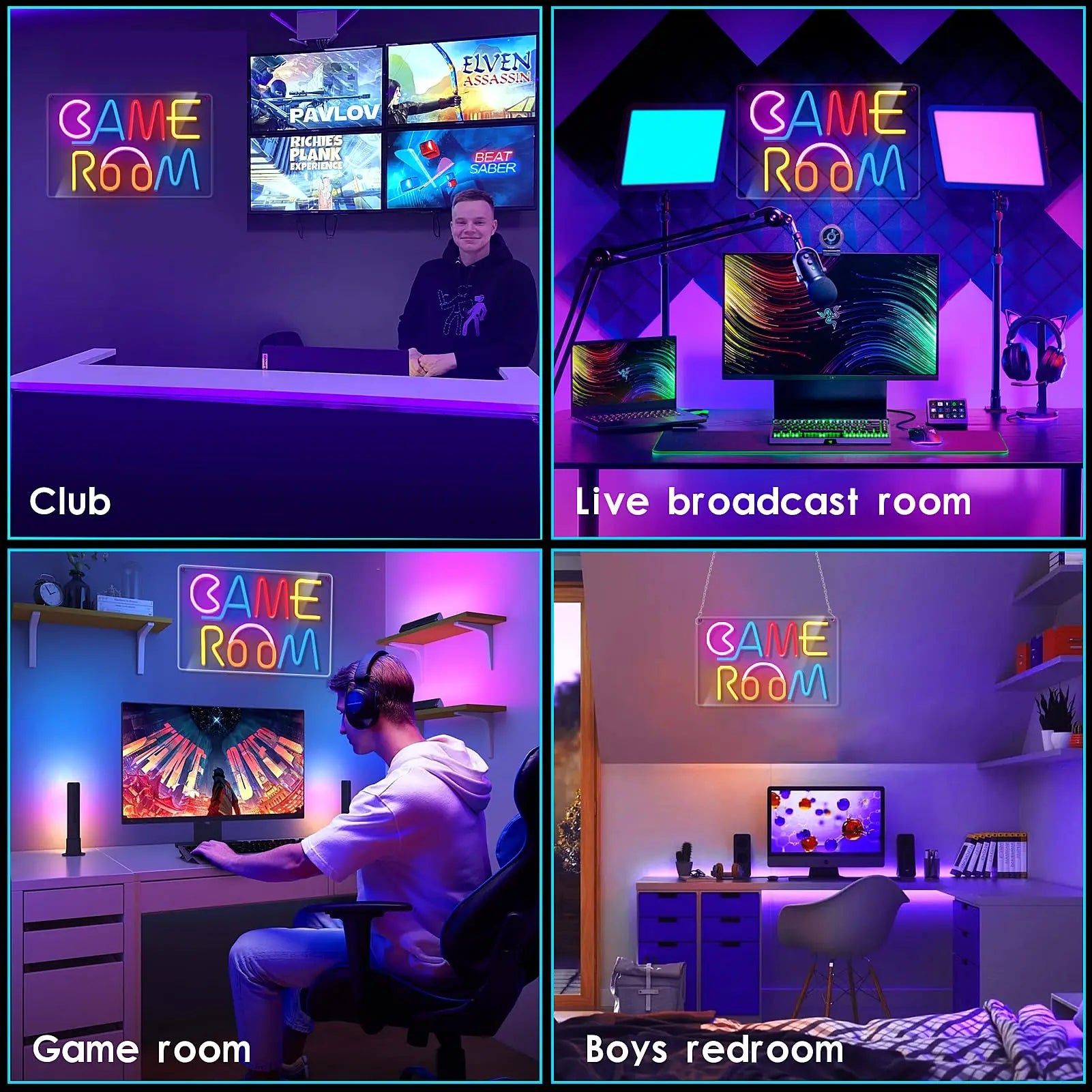 GAME ROOM Neon Sign LED Dimmable Game Zone Room Beer Bar Man Cave Bedroom Home Art Gaming Neon Light Sign