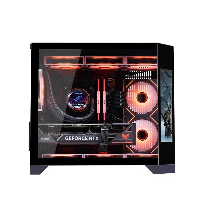 ZeroMaster Mid Tower Desktop Gaming Computer Case MicroATX New Design With LCD Screen Game Video Synchronization For Office Use