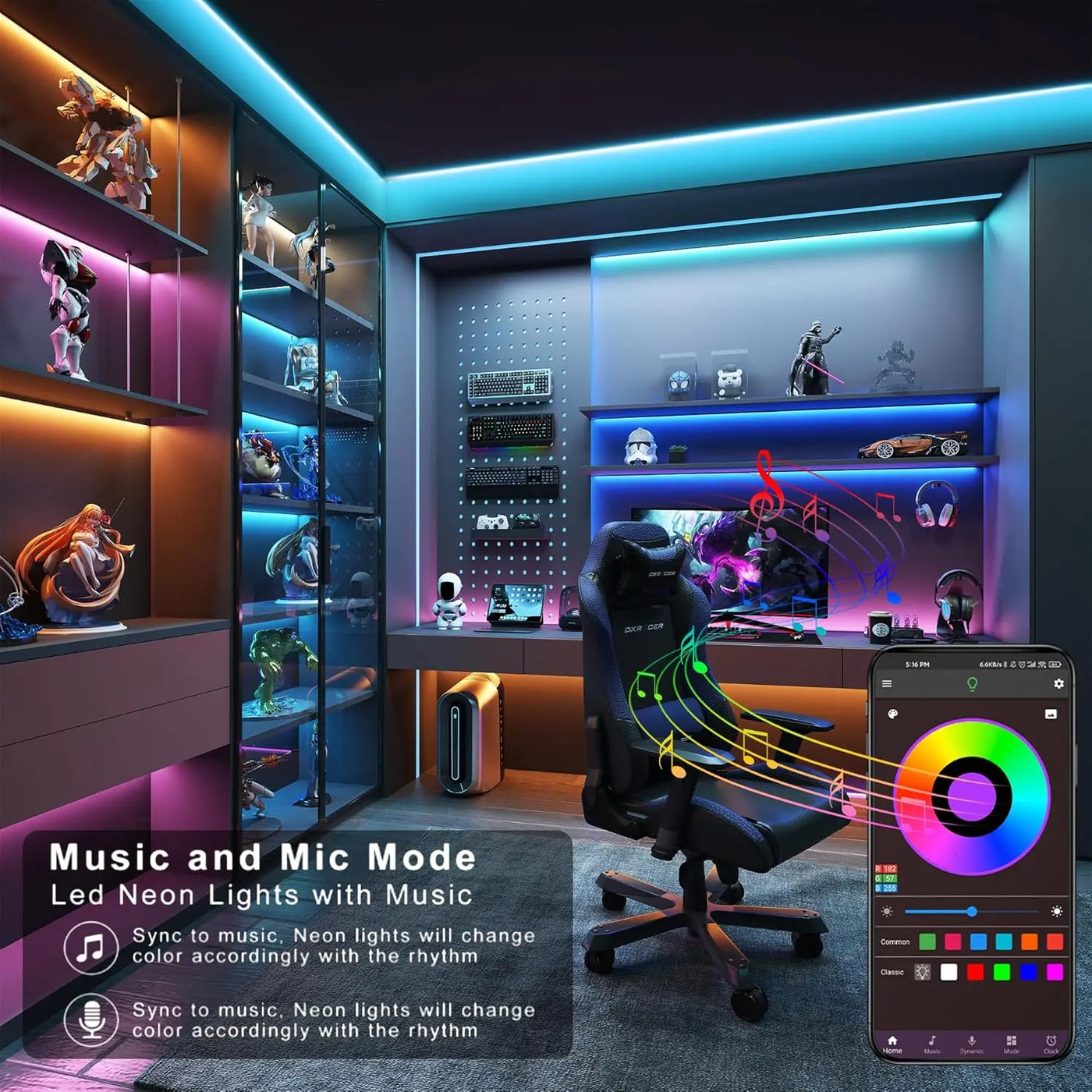 Smart RGB Gaming Light Strip USB 5V 5050 Music Sync Remote & APP Control Christmas Lights Flexible Tape Gaming Room TV Backlight