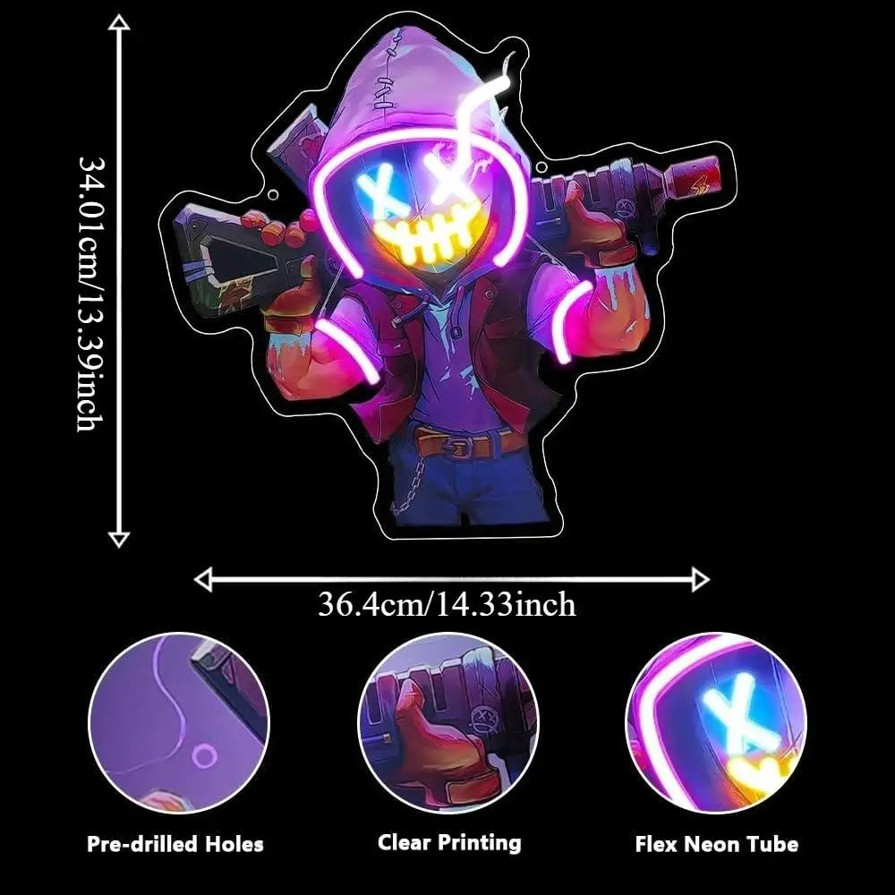 Anime Neon Sign Joker Clown Led Neon Light Signs for Bedroom Man Cave Party Gaming Room Decor Birthday Gifts for Gamer Man