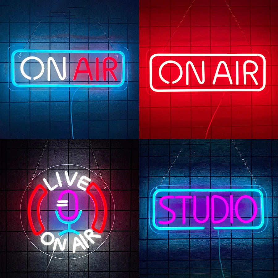 On Air Neon Sign, Led Live Recording Light Icon, Used For Decor Of Game Room, Studio, Bar And Podcast Wall Decor,USB Powered