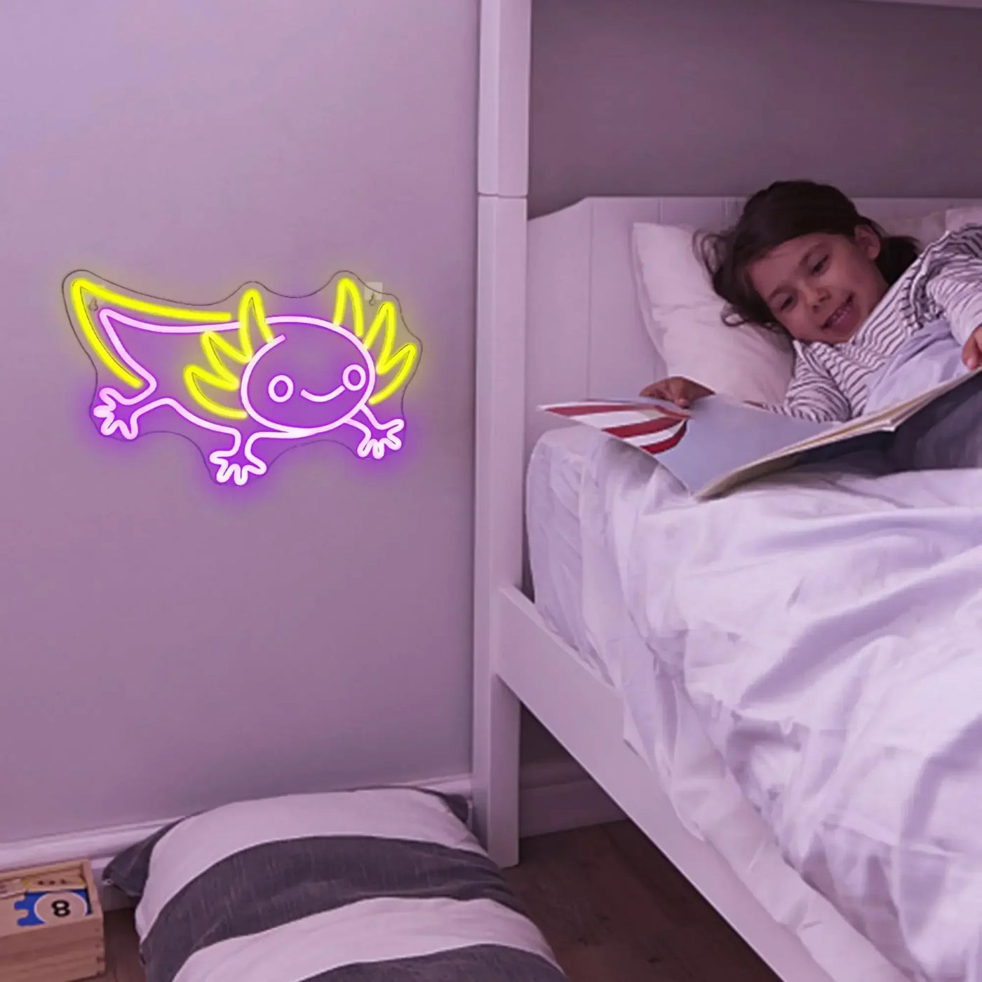 Cute Axolotl Neon Sign LED Wall Art for Bedroom Gaming Room Bar Unique Animal Lamp Symbol of Luck Good Vibes Night Light Gift