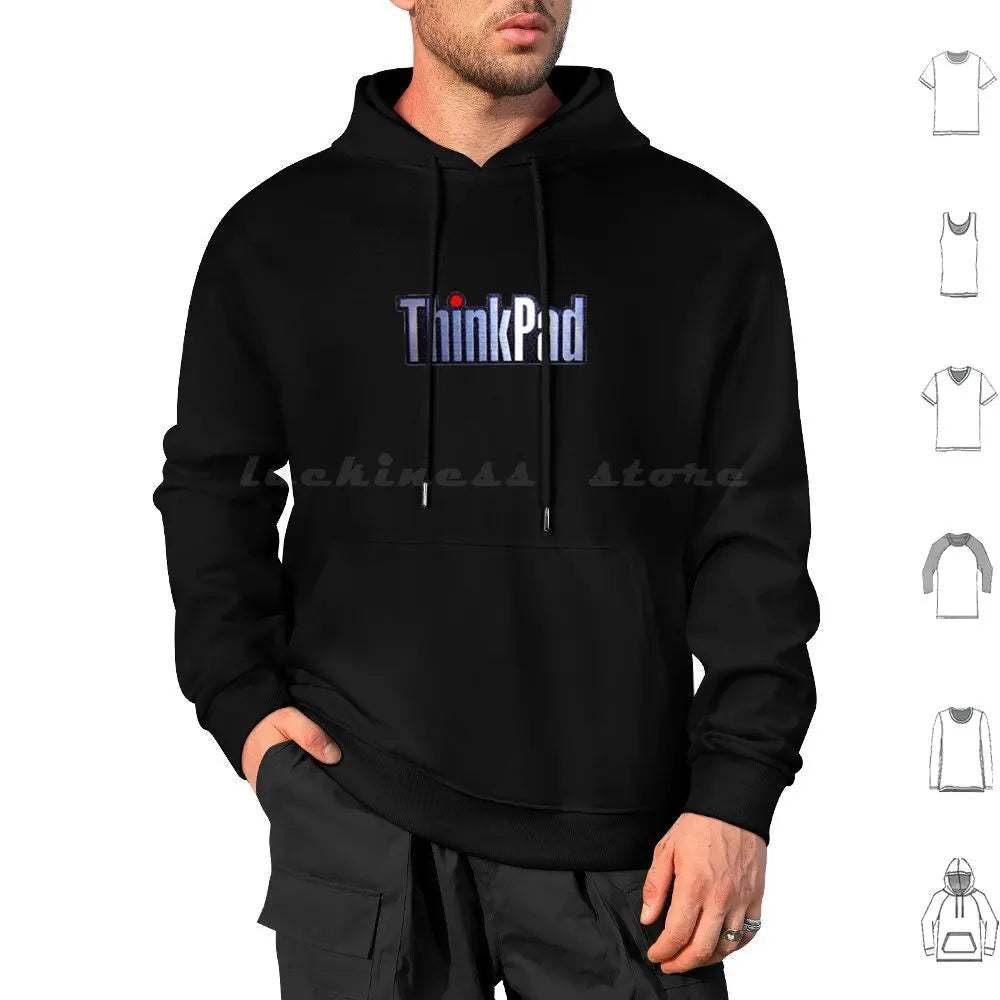 Thinkpad Logo Realistic Hoodies Long Sleeve Thinkpad Think Logo Ibm Shiny Emblem Metal Realistic Laptop Pc Windows 1990